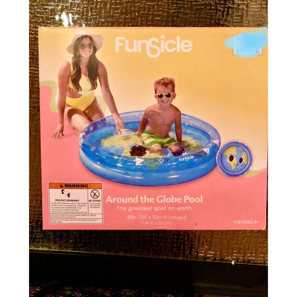 Kids Pool Funsicle 45" Around The Globe 2-Ring Inflatable Children Pool - Picture 2 of 7